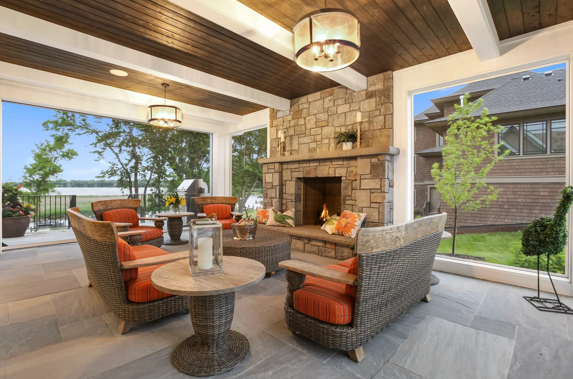 Gray Pergola with String Lights